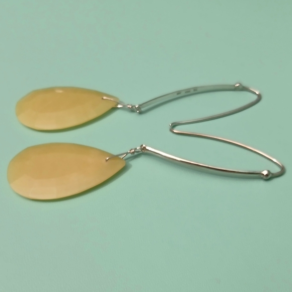 Mine Finds By Jay King .925 Sterling Silver Earrings With Yellow Teardrop Stone - Picture 4 of 6